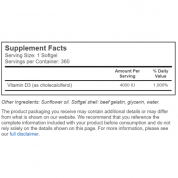 Carlson Labs 維他命D3 4000 IU - 360粒檸檬味軟膠囊  骨骼,心血管,免疫功能