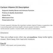 Carlson Labs 維他命D3 4000 IU - 360粒檸檬味軟膠囊  骨骼,心血管,免疫功能