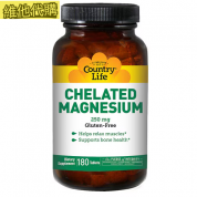 Country  Life螯合鎂-250毫克-180片 有益骨質疏鬆,安定神經,幫助睡眠