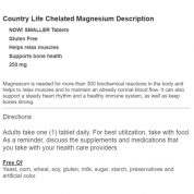 Country  Life螯合鎂-250毫克-180片 有益骨質疏鬆,安定神經,幫助睡眠