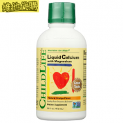 ChildLife童年時光 天然橙液體鈣鎂，柳橙味，16oz (特大瓶)  有益躁動和焦慮,有益睡眠及兒童骨骼