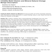 Childlife 童年時光  多種維生素和礦物質  天然橙芒果味-- 8 fl oz