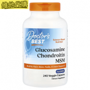 Doctor's Best, 葡萄糖胺軟骨素 MSM，含 OptiMSM，240 粒素食膠囊 有益關節