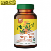 MegaFoodMegaFlora  500億CFU益生菌與薑黃  90粒 有益脹氣,有益結腸健康
