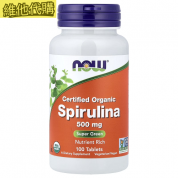 NOW 健而婷天然螺旋藻 100顆 改善便秘,有益憂鬱及焦慮情緒