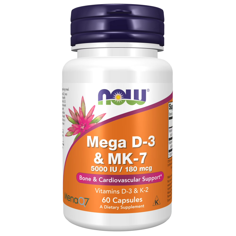 NOW健而婷  維他命D-3和K-2，5000 IU/180 mcg  60粒素食膠囊   骨骼和心血管支持