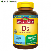 Nature Made 維他命 D3 25 微克   650 粒軟膠囊  有助於鈣的吸收，從而支持牙齒和骨骼健康