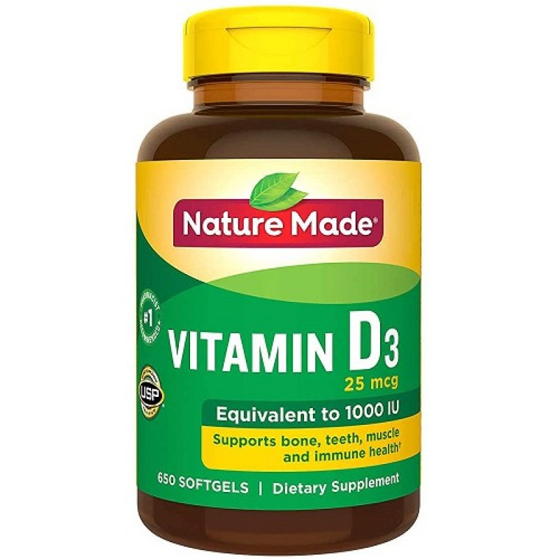 Nature Made萊萃美 維他命D  25微克，650粒  有益骨骼,有益牙齒,有益肌肉和免疫健康