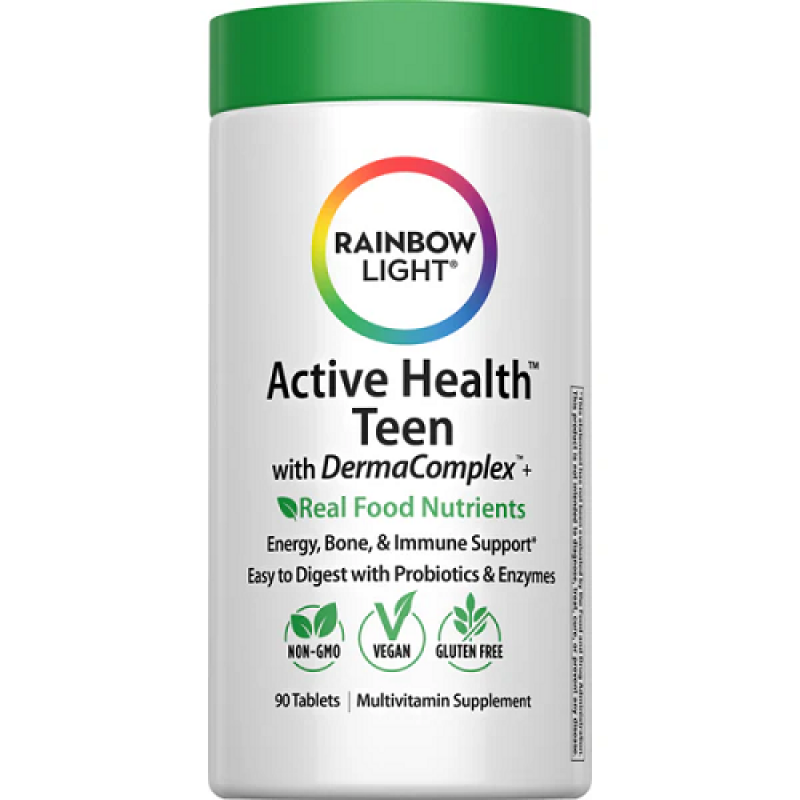 Rainbow Light Active Health Teen 含 DermaComplex 綜合維他命90 粒素食膠囊 青少年專用, 天然食物營養成分