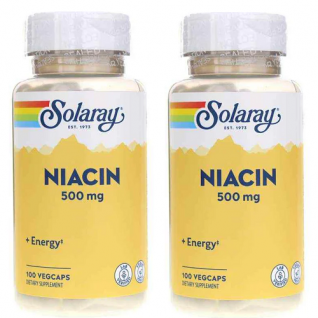 Solaray  純素菸鹼酸（維生素B-3）500毫克 100粒素食膠囊  (買一送一)有益高膽固醇, 有益骨關節炎