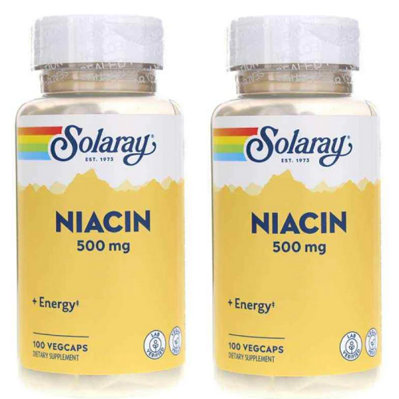 Solaray  純素菸鹼酸（維生素B-3）500毫克 100粒素食膠囊  (買一送一)有益高膽固醇, 有益骨關節炎