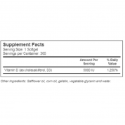 Vitacost 維生素D3 5000 IU 365粒軟膠囊 有助於骨骼,有益免疫和神經系統