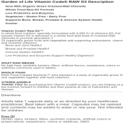 Garden of Life 生命花園 RAW 維他命D3  60粒 有益心臟,有益血液,有益前列腺,有益免疫