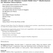 Garden of Life(生命花園)RAW One 女性綜合維他命 75粒素食膠囊