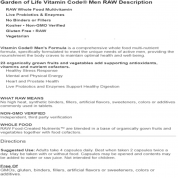 Garden of Life (生命花園)  RAW男性綜合維他命 240粒素食膠囊