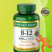 Nature's Bounty  維他命B-12  櫻桃口味錠  300顆 維持神經系統的健康