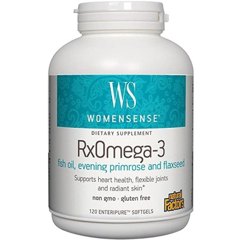Natural Factors 女性專用配方Omega-3，120顆軟膠囊  支持心臟健康,魚油配方，蘊含月見草油及有機亞麻仁油