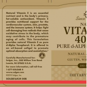 Solgar 100%天然維生素E 100粒軟膠囊 有益心血管,有益皮膚,有益前列腺,有益免疫系統