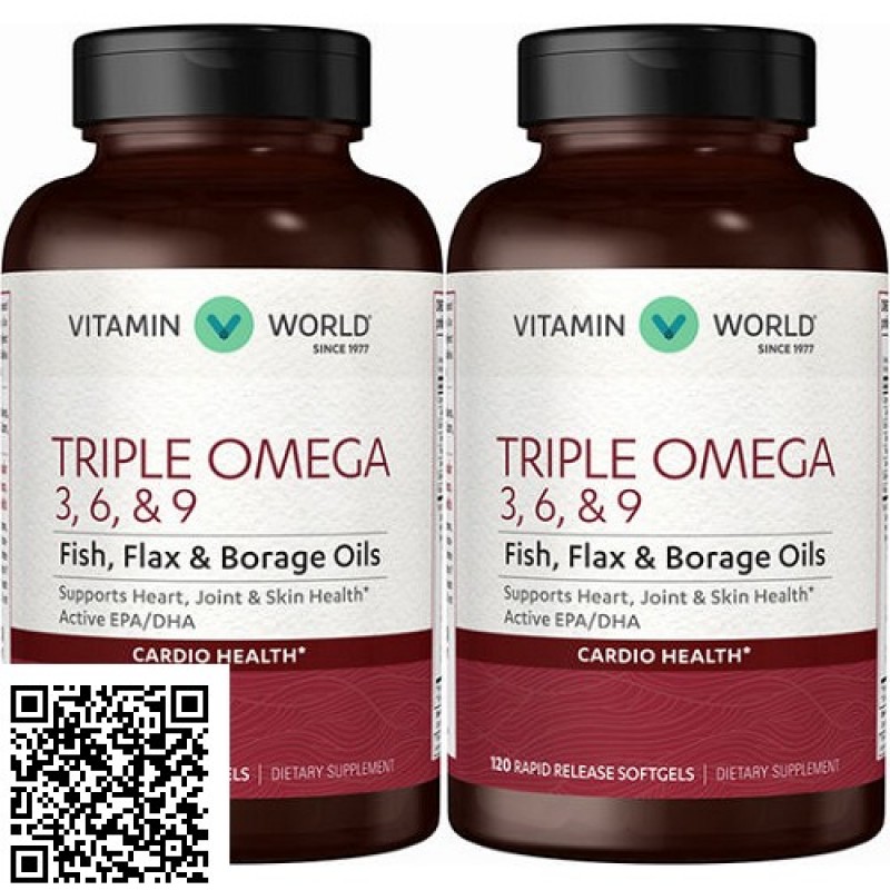 Vitamin World維他命世界  歐米茄3-6-9​  EPA及DHA 120粒軟膠囊   (買一送一) 有益心臟